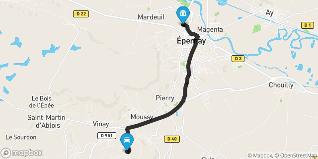 Itinéraire vers Épernay