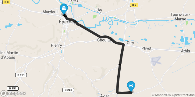 Itinéraire vers Épernay