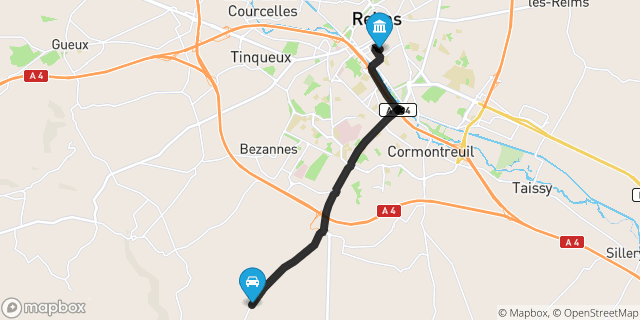 Itinéraire vers Reims