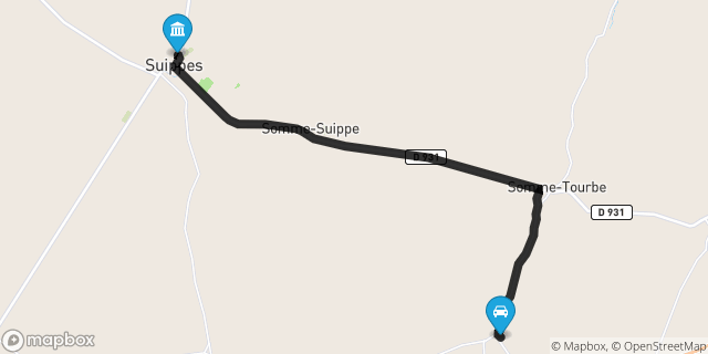 Itinéraire vers Suippes