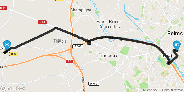 Itinéraire vers Reims