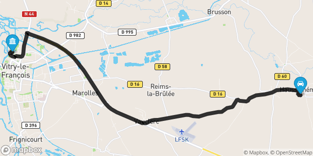 Itinéraire vers Vitry-le-François