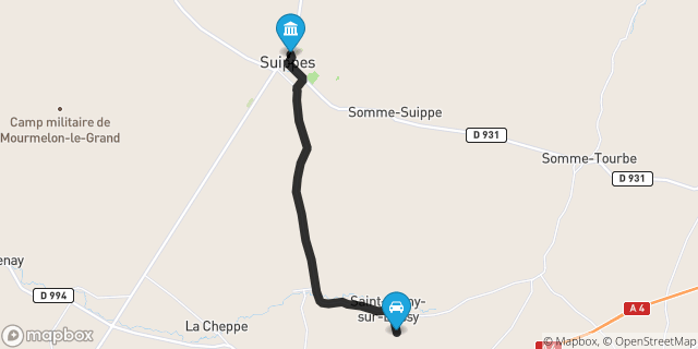Itinéraire vers Suippes