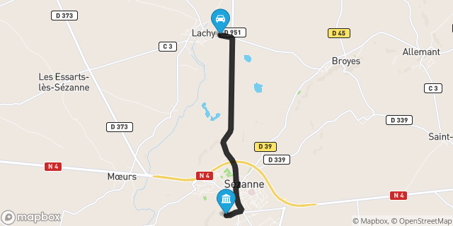 Itinéraire vers Sézanne