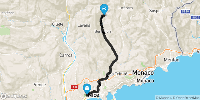 Itinéraire vers Nice
