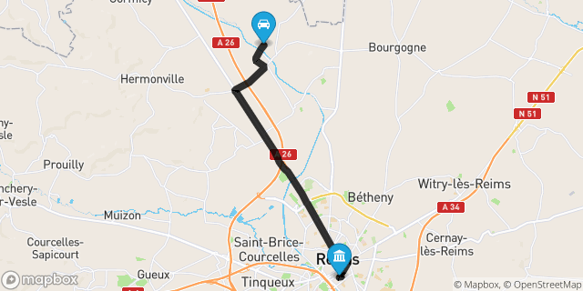 Itinéraire vers Reims