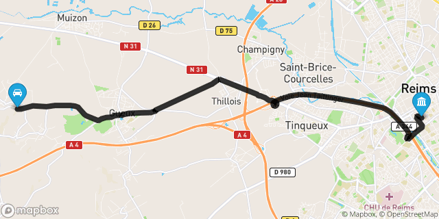 Itinéraire vers Reims