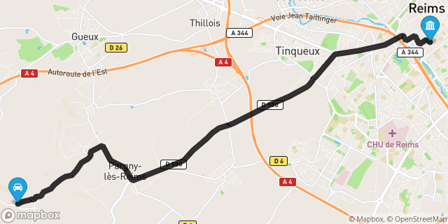 Itinéraire vers Reims
