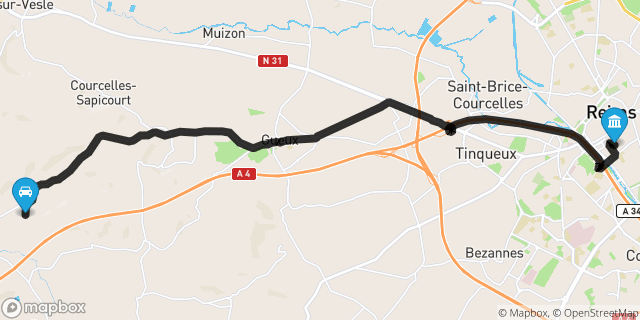 Itinéraire vers Reims