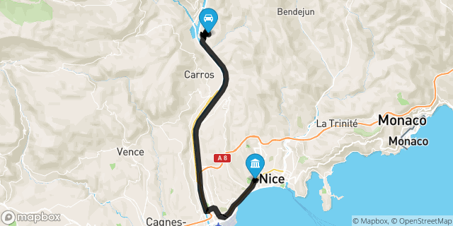 Itinéraire vers Nice