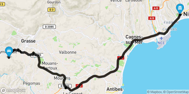 Itinéraire vers Nice