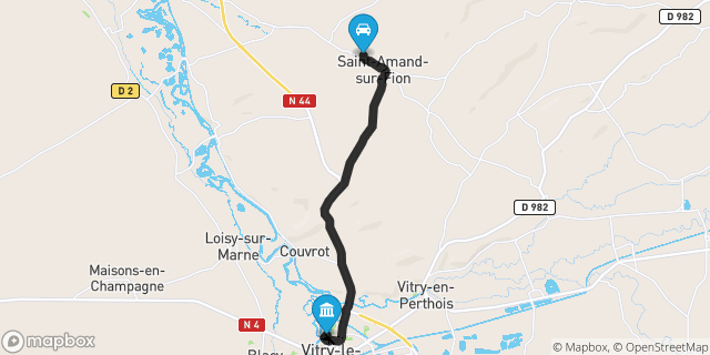 Itinéraire vers Vitry-le-François