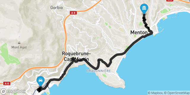 Itinéraire vers Menton