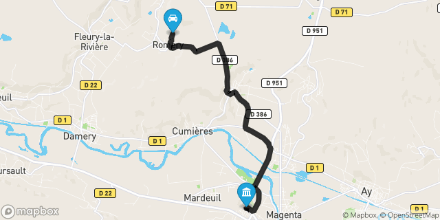 Itinéraire vers Épernay