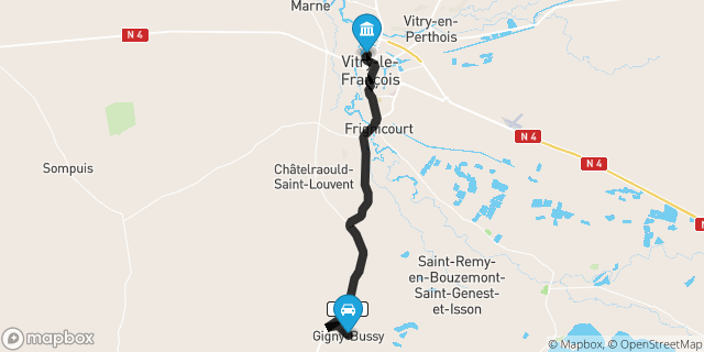 Itinéraire vers Vitry-le-François