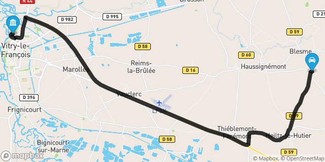 Itinéraire vers Vitry-le-François
