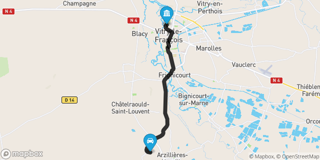 Itinéraire vers Vitry-le-François