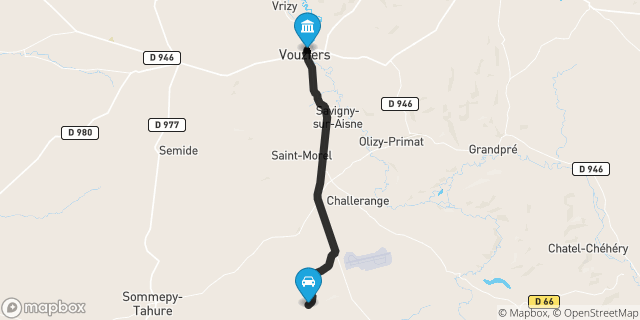 Itinéraire vers Vouziers