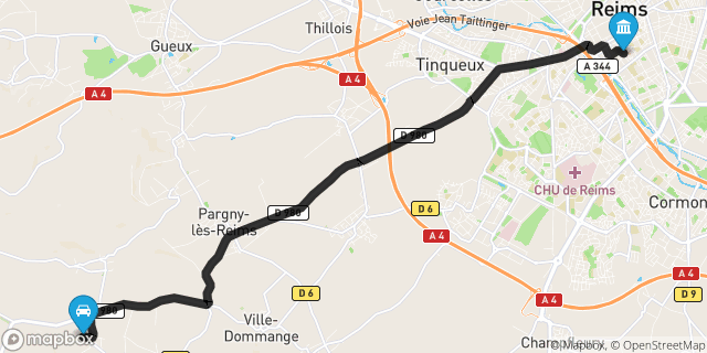Itinéraire vers Reims