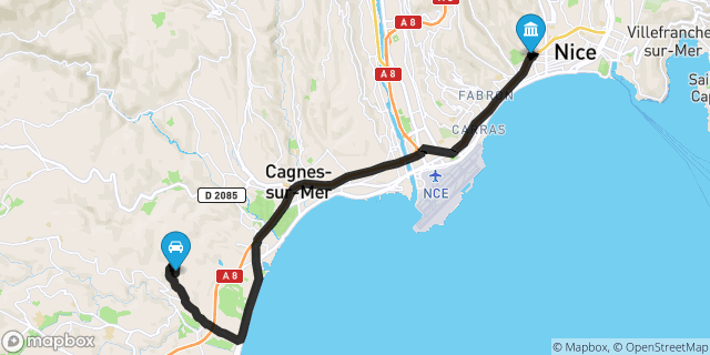 Itinéraire vers Nice