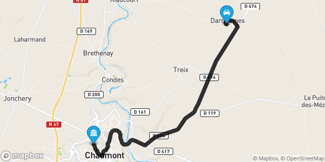 Itinéraire vers Chaumont