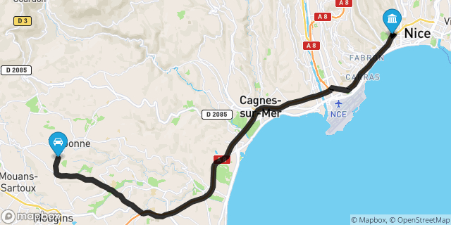Itinéraire vers Nice