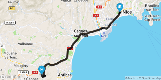 Itinéraire vers Nice