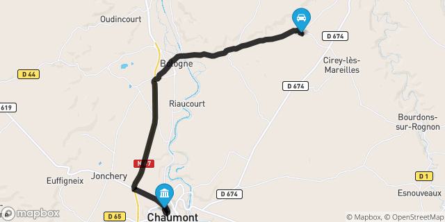 Itinéraire vers Chaumont