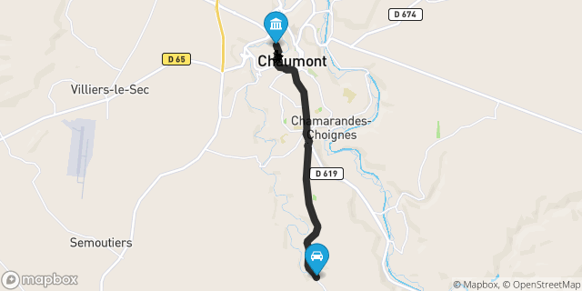 Itinéraire vers Chaumont