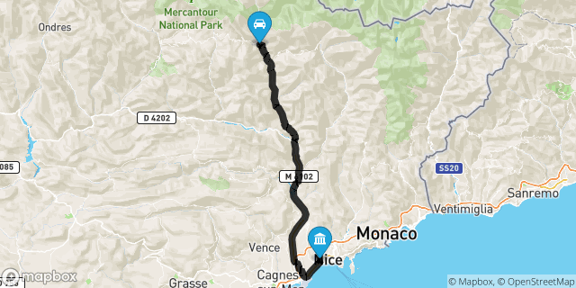 Itinéraire vers Nice