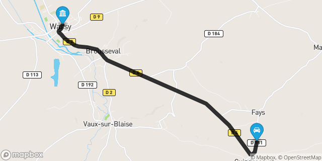 Itinéraire vers Wassy
