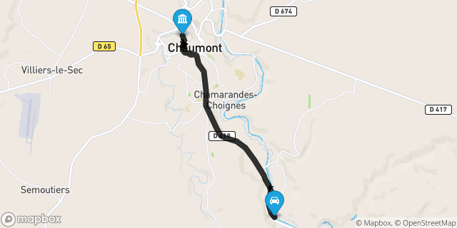 Itinéraire vers Chaumont