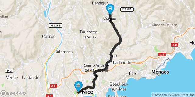 Itinéraire vers Nice