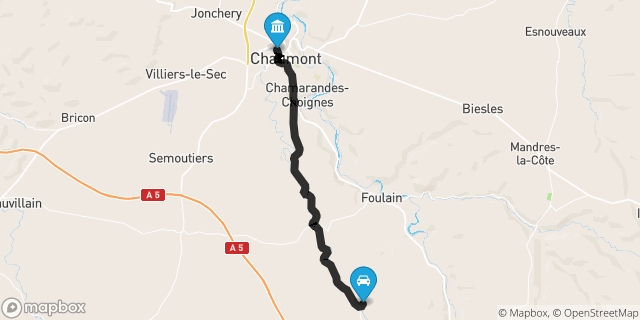 Itinéraire vers Chaumont