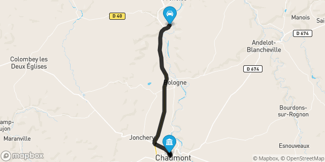 Itinéraire vers Chaumont