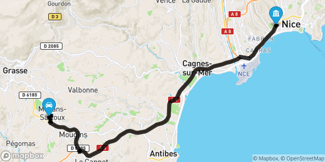 Itinéraire vers Nice