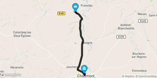 Itinéraire vers Chaumont