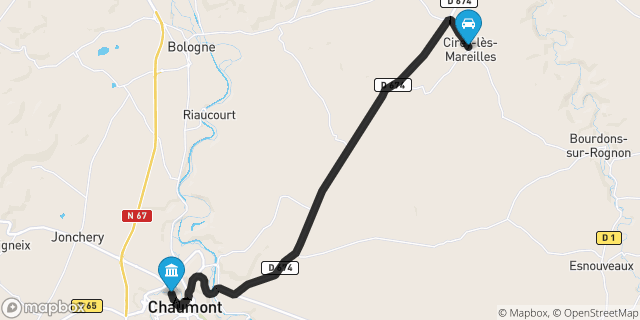 Itinéraire vers Chaumont