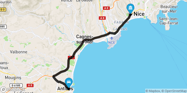 Itinéraire vers Nice