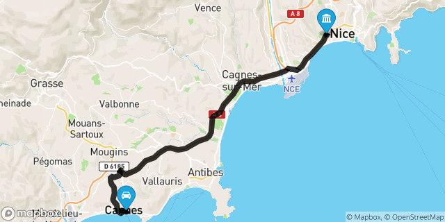 Itinéraire vers Nice
