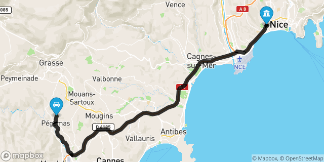Itinéraire vers Nice