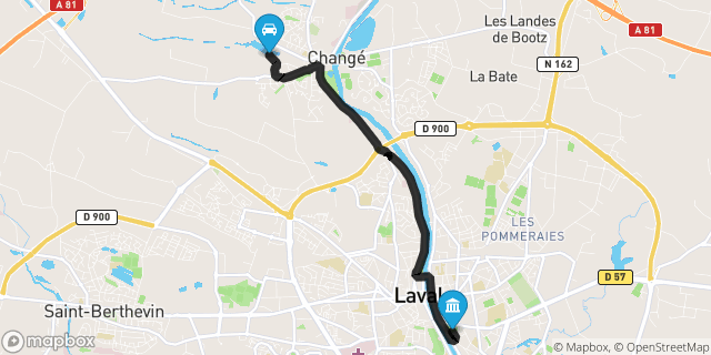 Itinéraire vers Laval