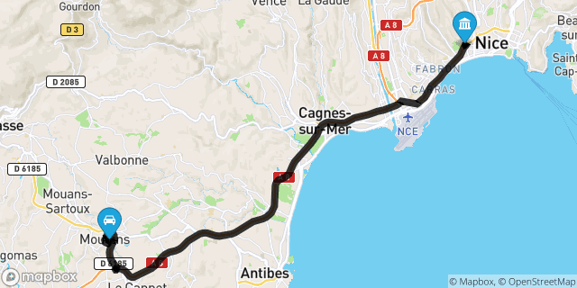 Itinéraire vers Nice