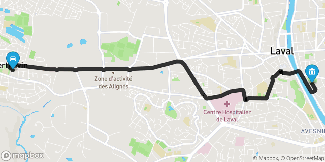 Itinéraire vers Laval