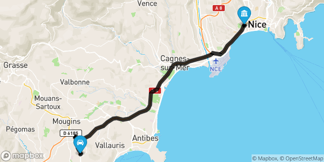 Itinéraire vers Nice
