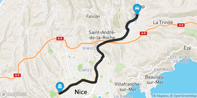 Itinéraire vers Nice