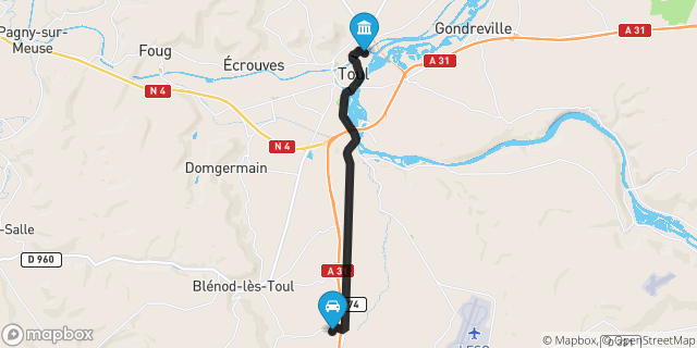 Itinéraire vers Toul