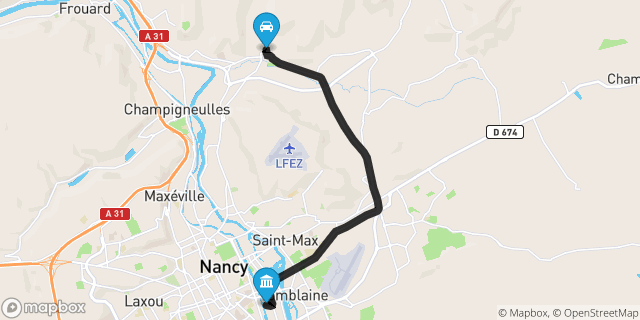 Itinéraire vers Nancy
