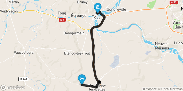 Itinéraire vers Toul