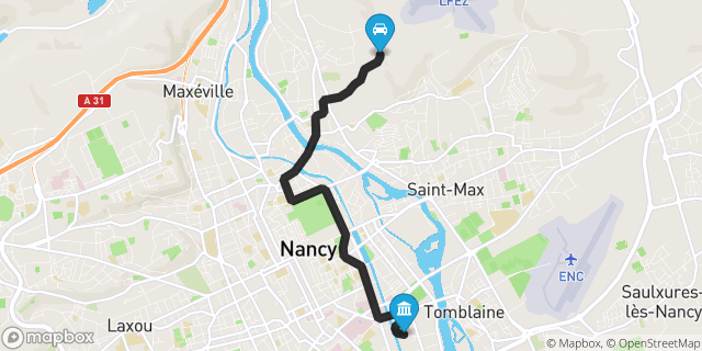 Itinéraire vers Nancy